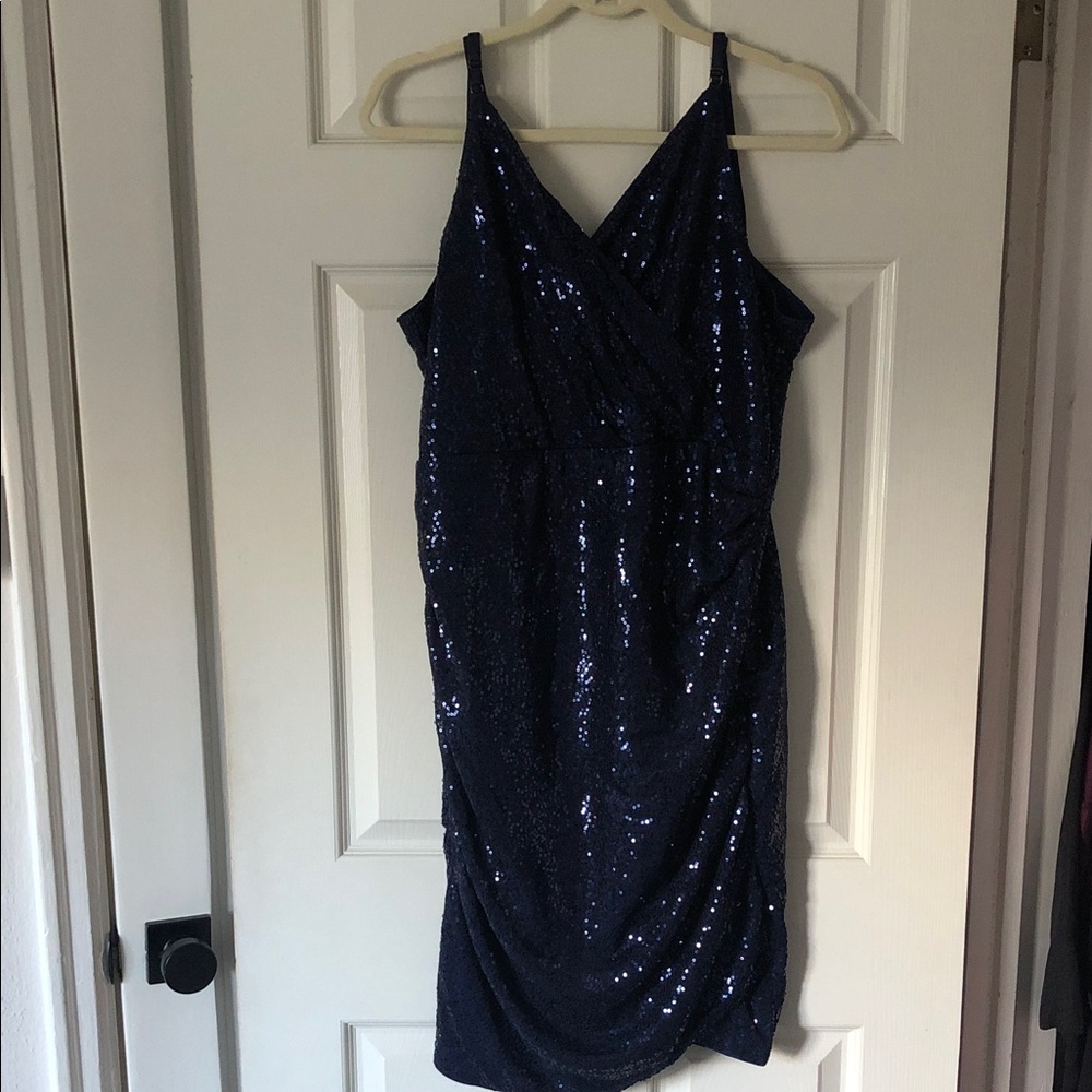 Grace Karin Navy Sequin Midi Dress